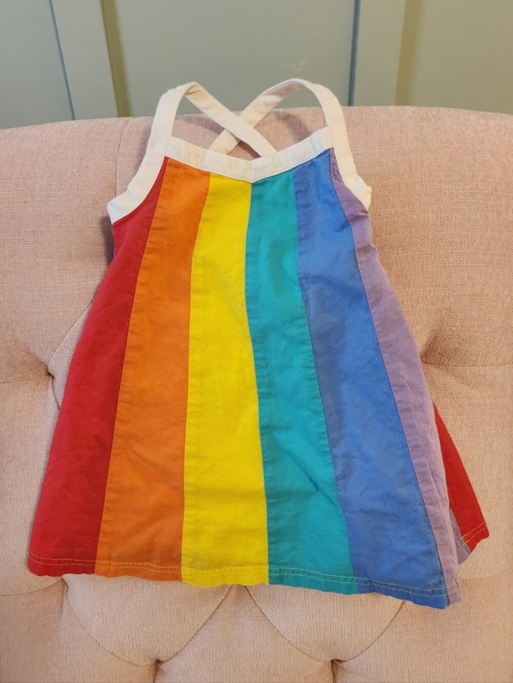 Little Bird Jools Oliver 9-12 Rainbow Stripe Sundress with White Trim